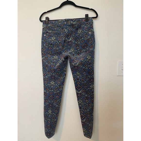 Pilcro and the Letterpress HIgh Rise Slinny Blue Corduroy Printed Pants - Picture 6 of 8